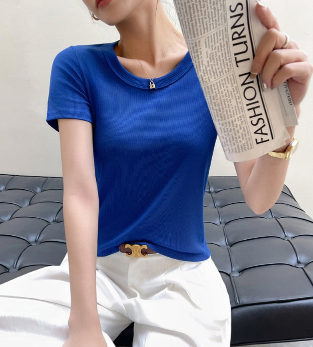 Blue Round Neck Relaxed Fit T-Shirt