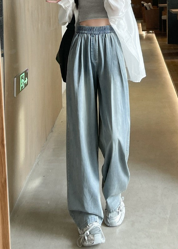 Blue Elasticated Wide Leg Denim