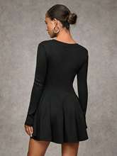 Black Full Sleeve Round Neck Dress