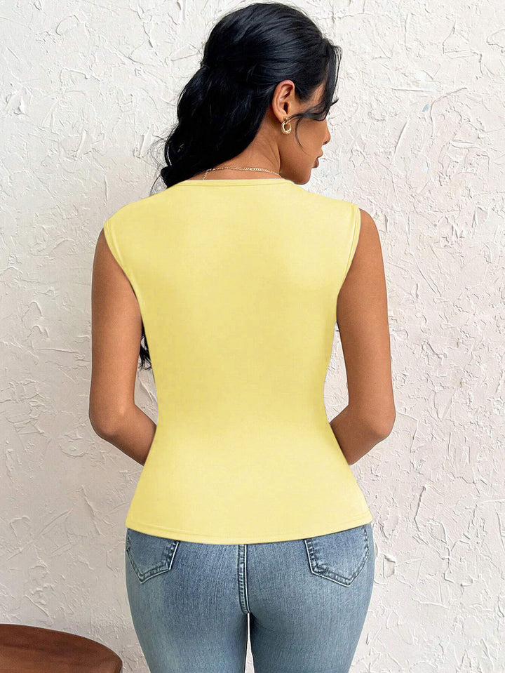 Yellow Sleeveless Cut-Out Detail Top