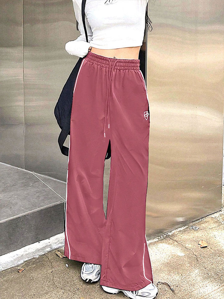 Pink Side Contrast Piping Sweatpants