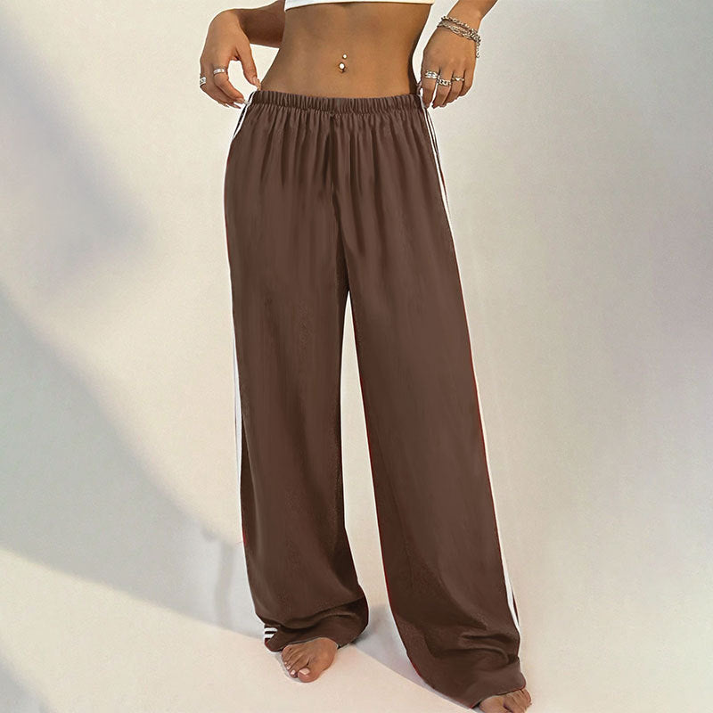 Brown Side Contrast Binding Sweatpants
