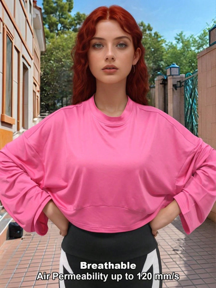 Pink Full Sleeve Boxy Sweatshirt