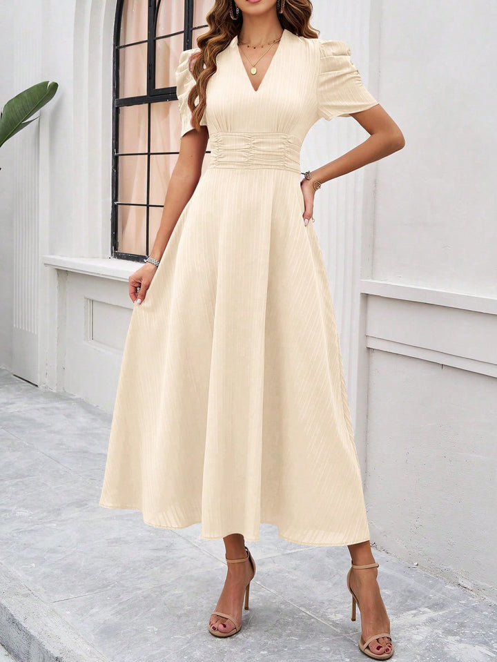 Cream Fit And Flare Midi Dress