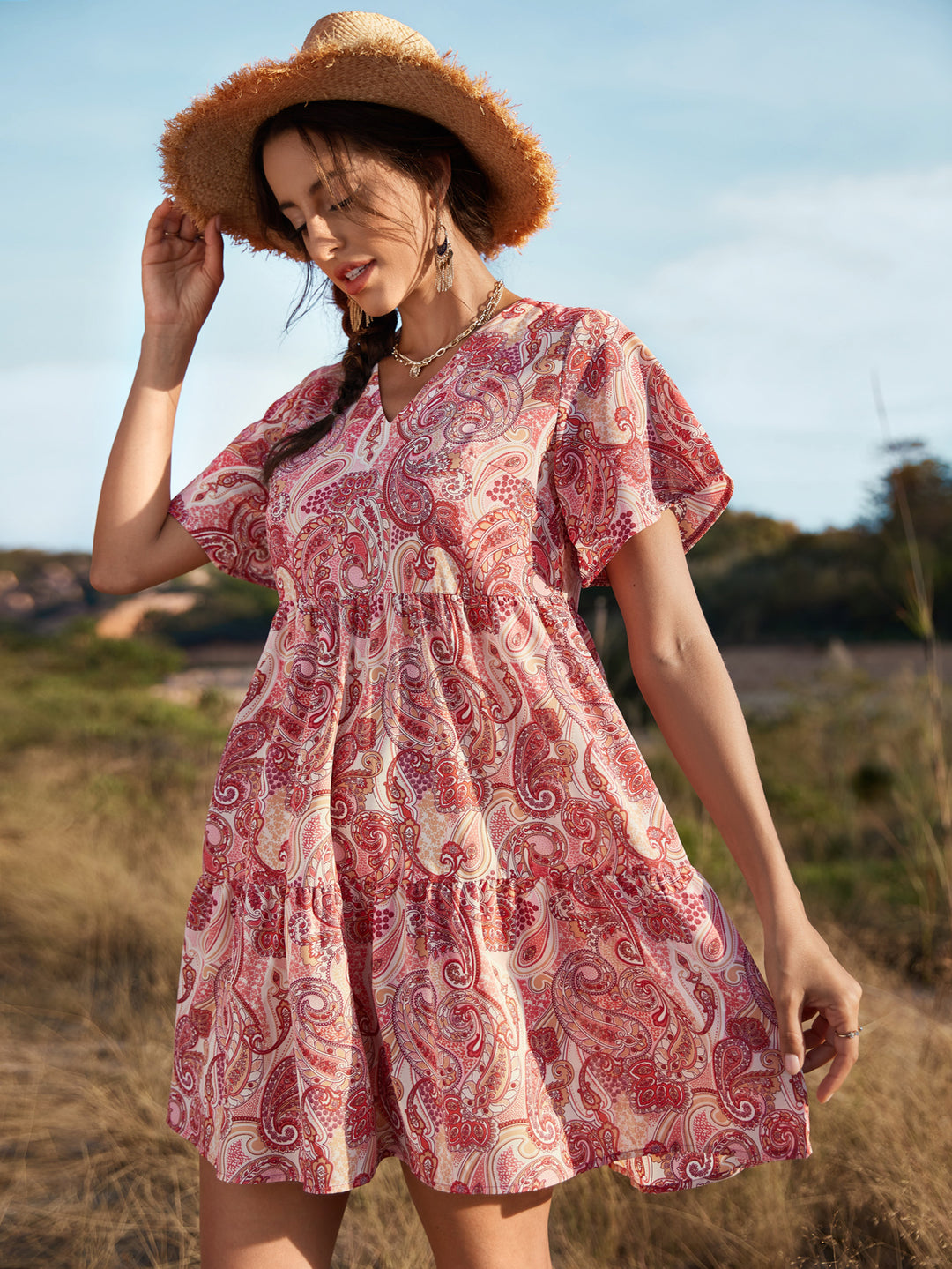 Pink Bohemian Mini Dress