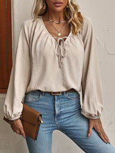 Khaki Tie Up Blouson Top