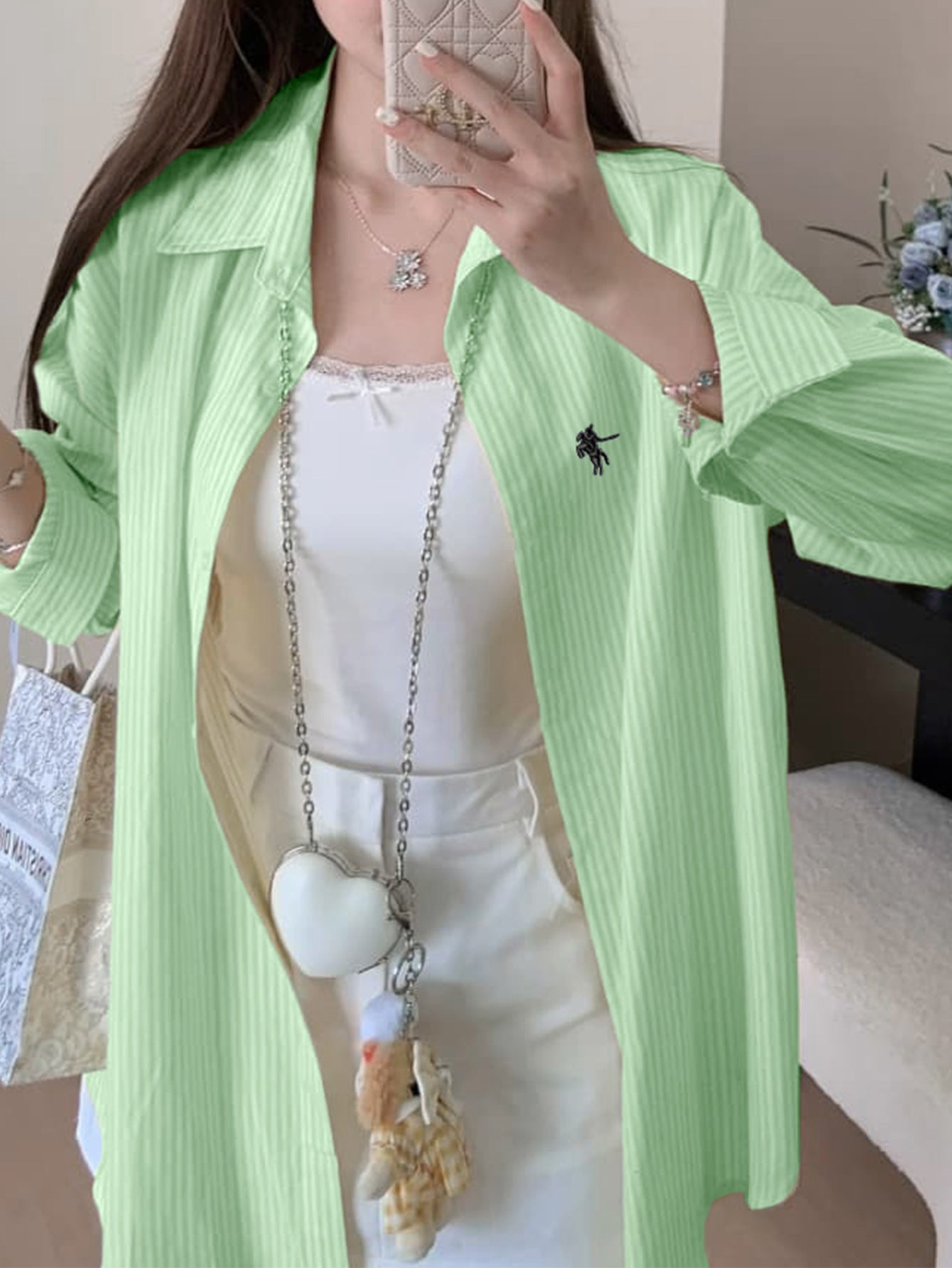 Green Full Sleeve Button Down Collared Shirt