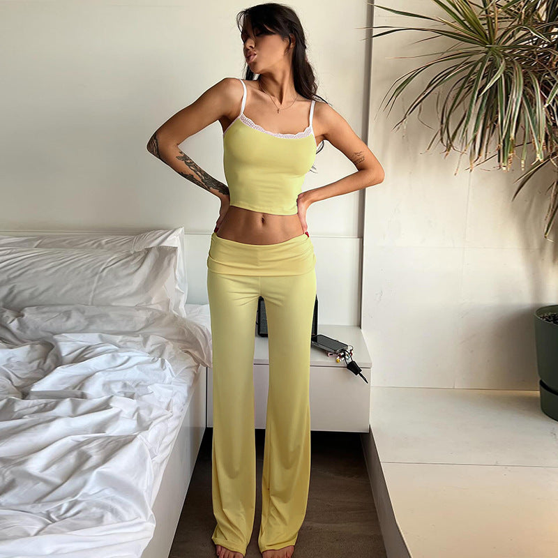 Yellow Fitted Top And Pant Co-Ord Set