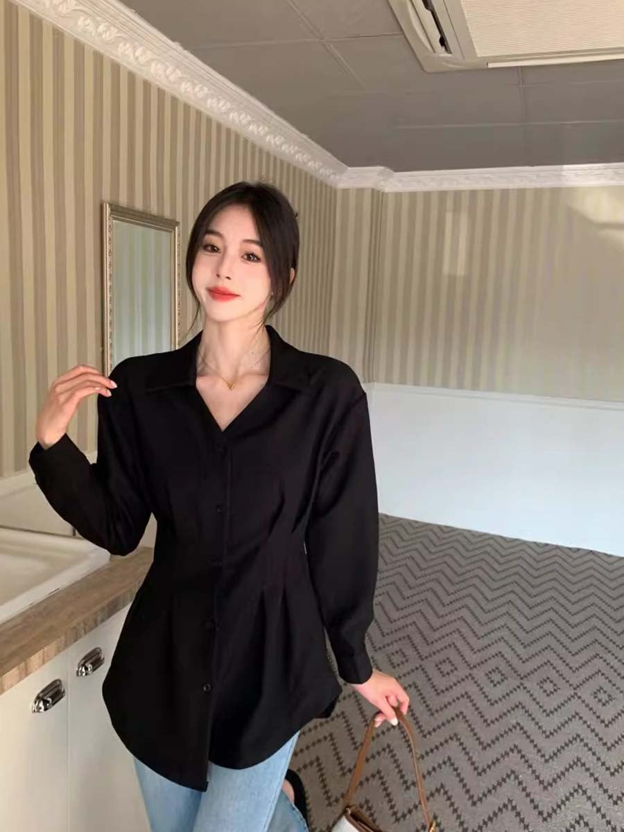 Black Sinched Waist Shirt