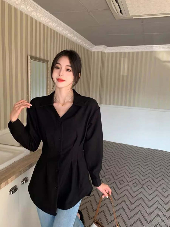 Black Sinched Waist Shirt