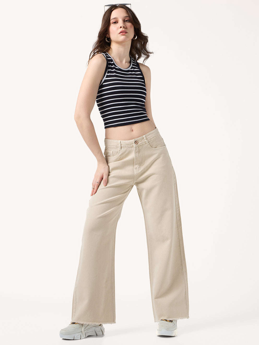 Beige Straight Fit Jeans