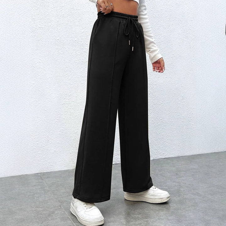 Black Wide Leg Solid Sweatpants