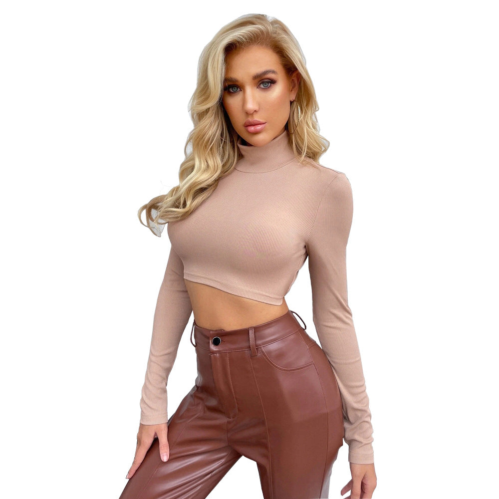 Pink Full Sleeve High Neck Back Detail Top