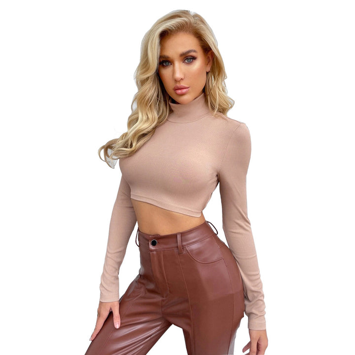 Pink Full Sleeve High Neck Back Detail Top