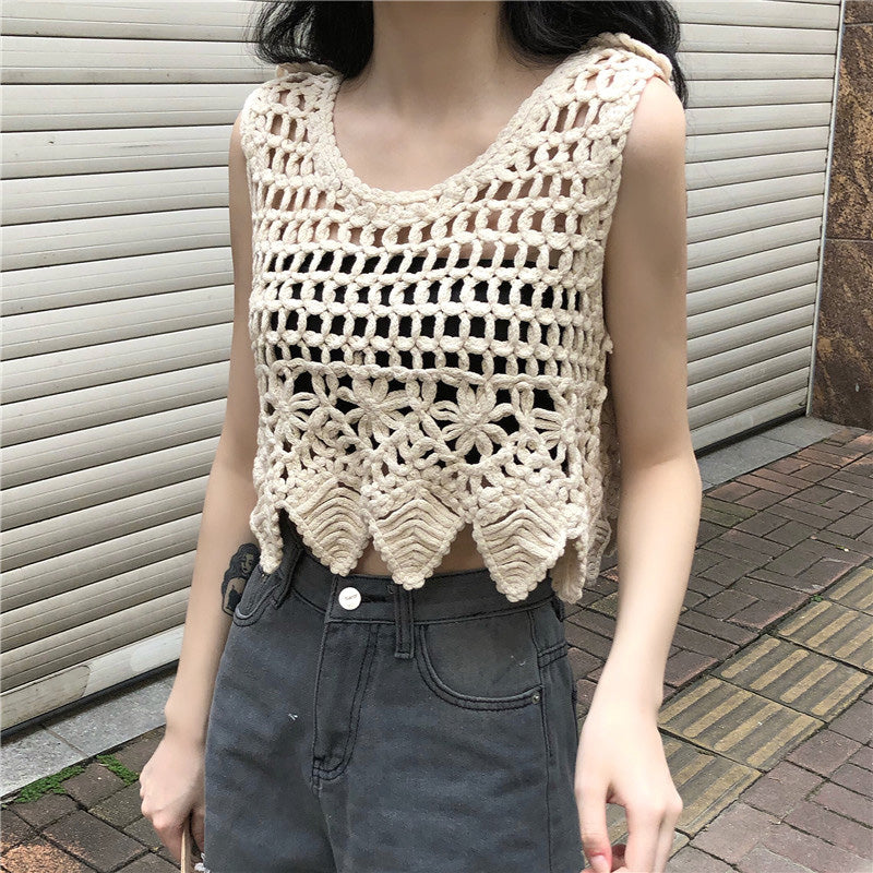 Cream Crochet Vacay Tank Top