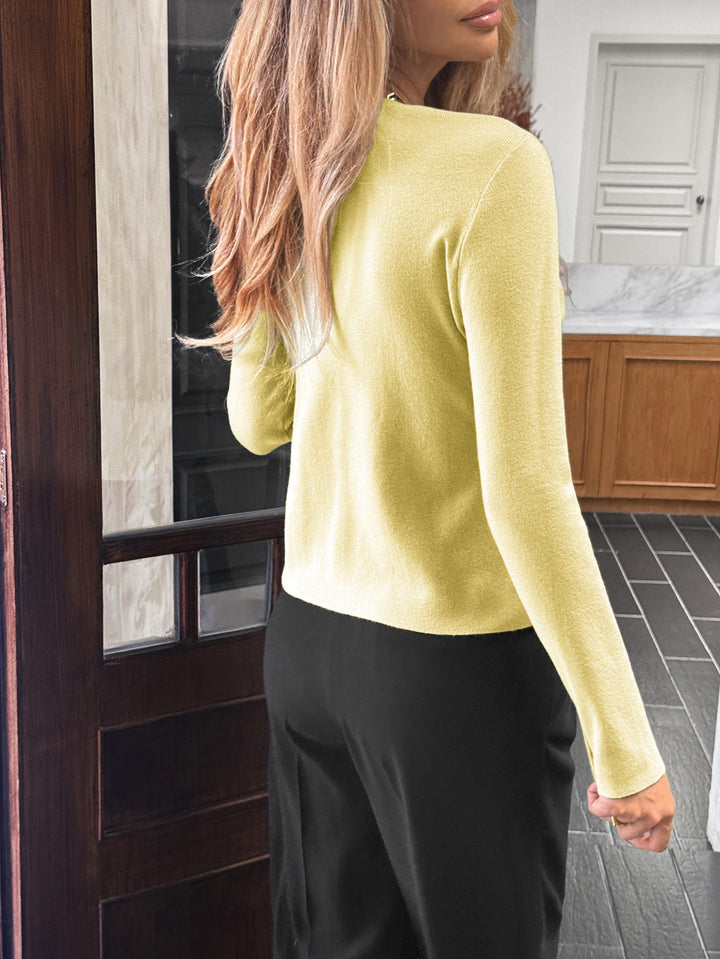 Yellow Button Down Clean Finish Cardigan