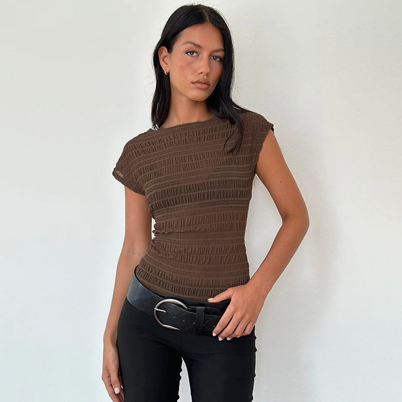Khaki Sheer Mesh Top