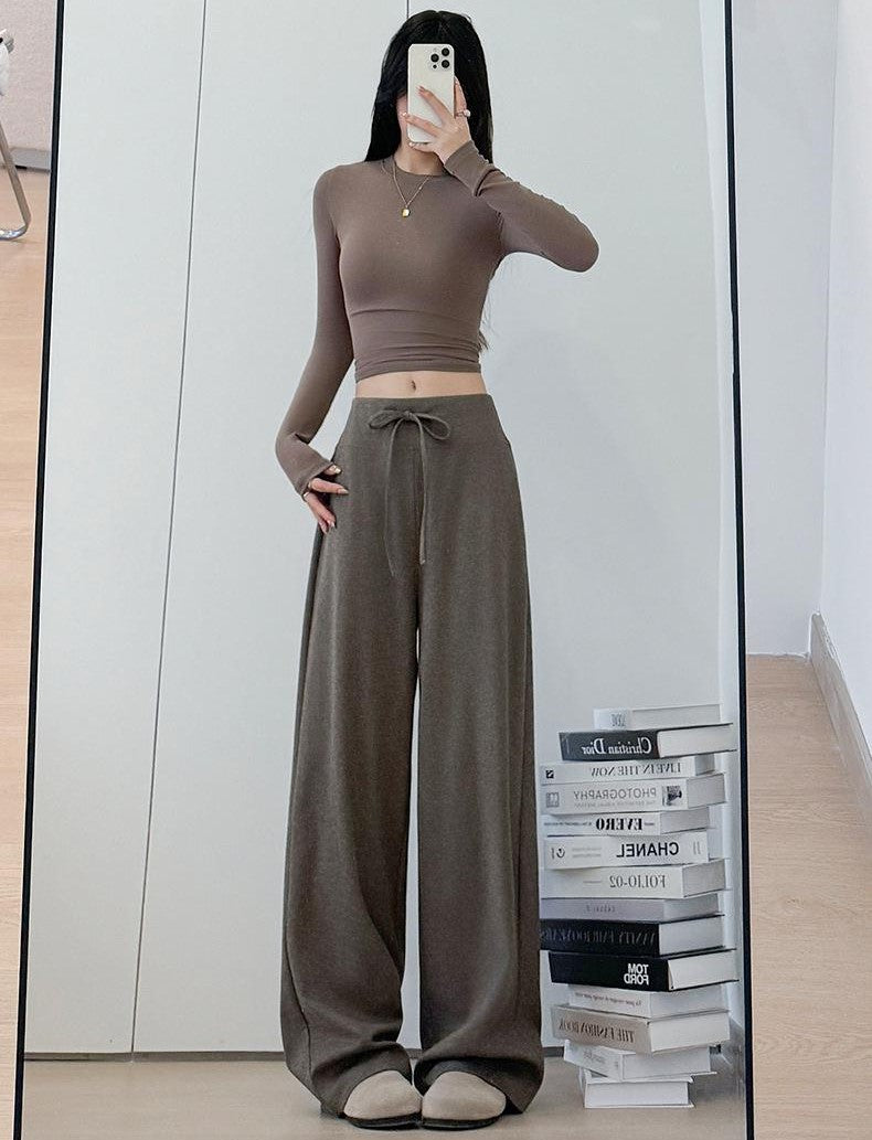 Brown Baggy Fit Drawstring Joggers