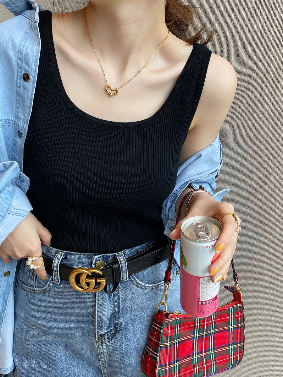Black Scoop Neck Tank Top