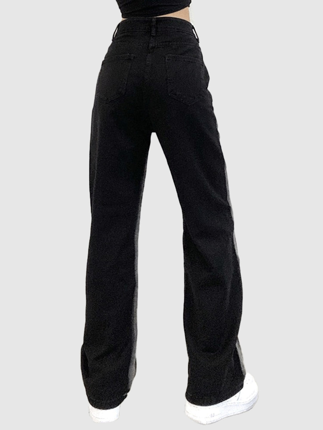 Black Dual Tone Washed Straight Denim