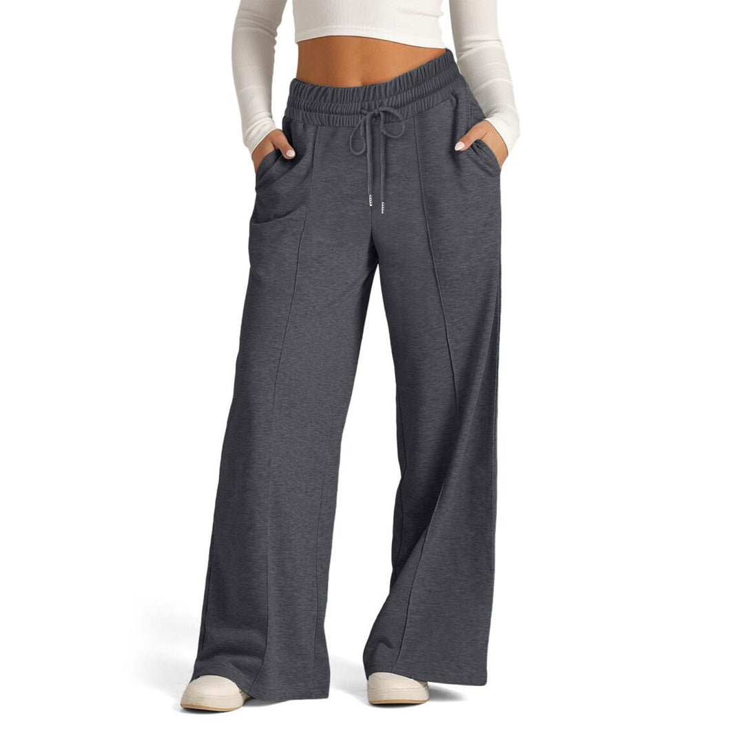 Grey Contrast Waist Band Straight Fit Trousers