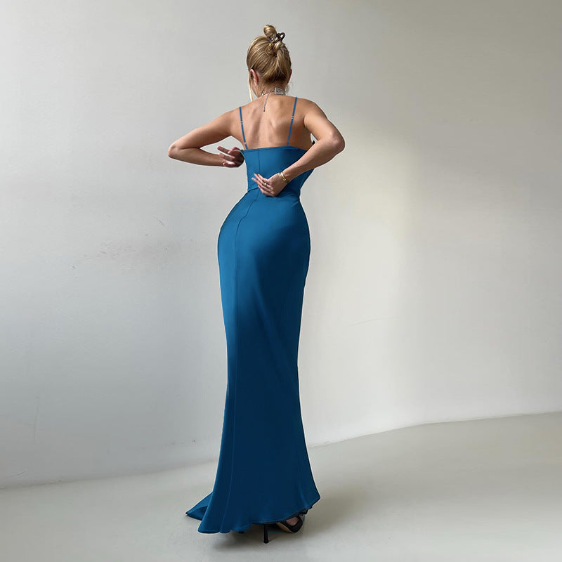 Blue Wrap dress with large bow detail