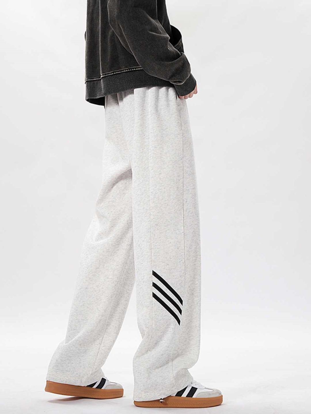 White Panel Striped Joggers