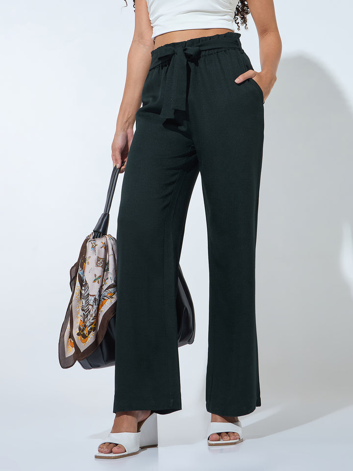 Green Paper Bag Tie Up Pant