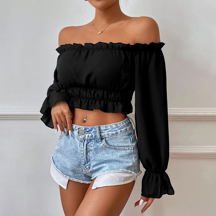 Black Off-Shoulder Crop Top