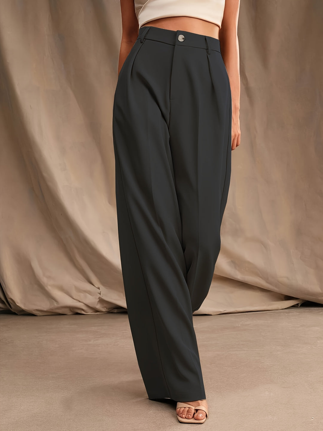 Black High Waist Wide Leg Trouser