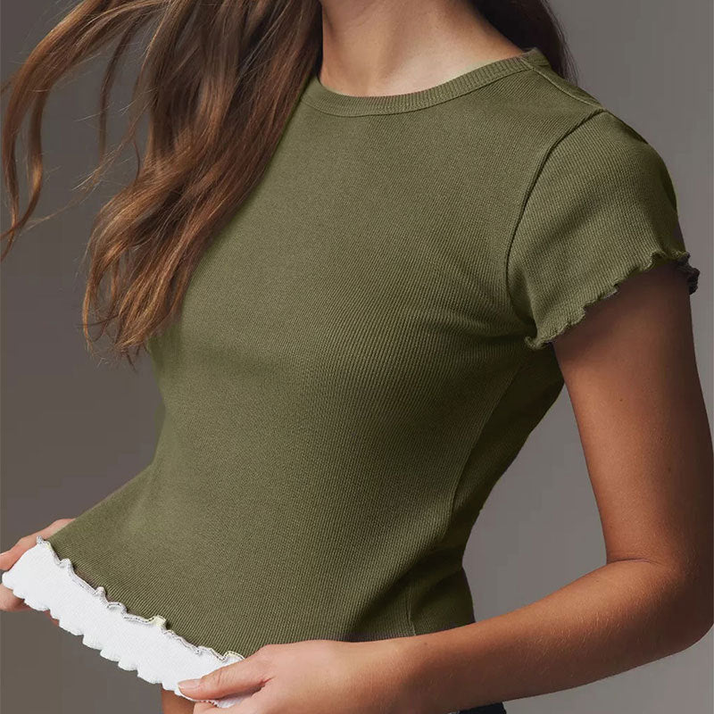 Green Scallop Hem Top
