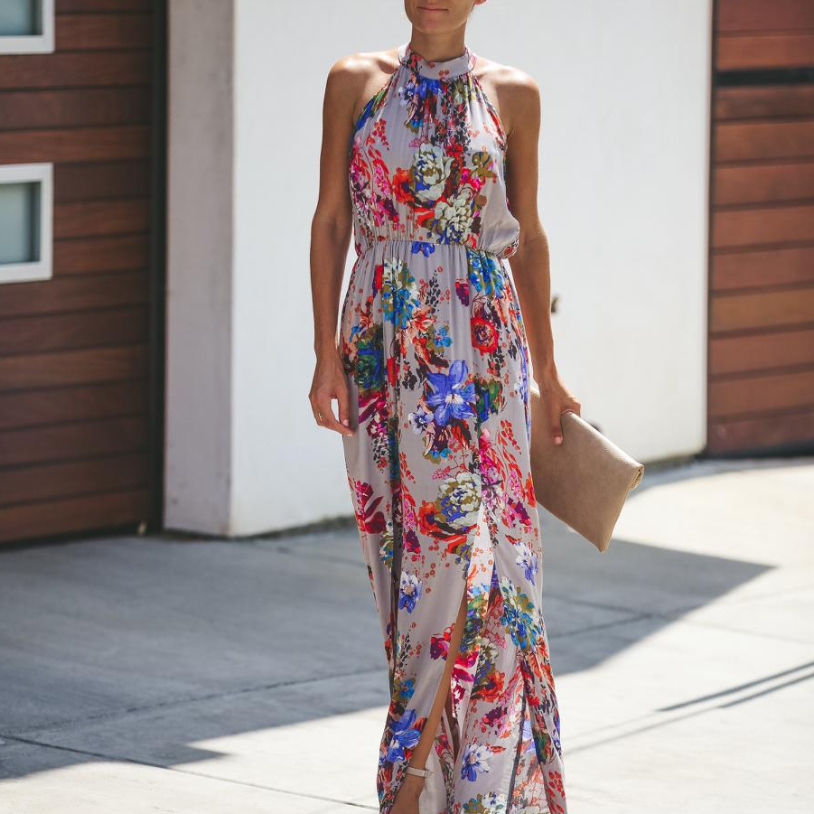 Multi Printed Halter Neck Dress