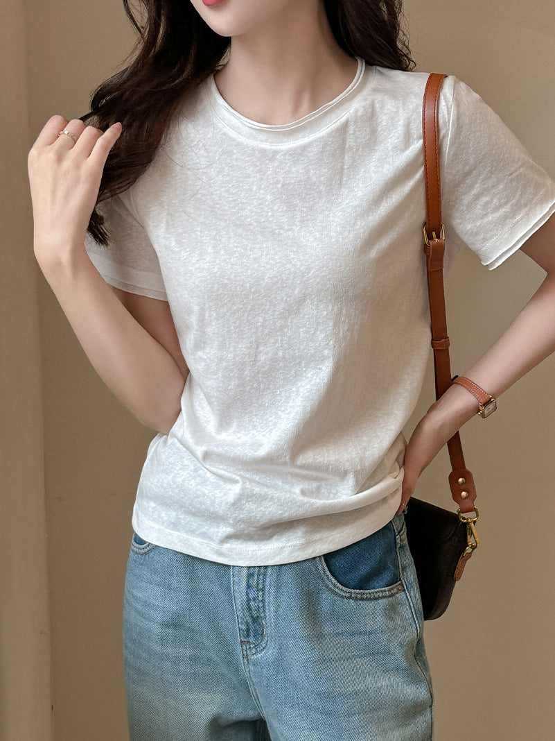 White Round Neck Relaxed Fit T-Shirt