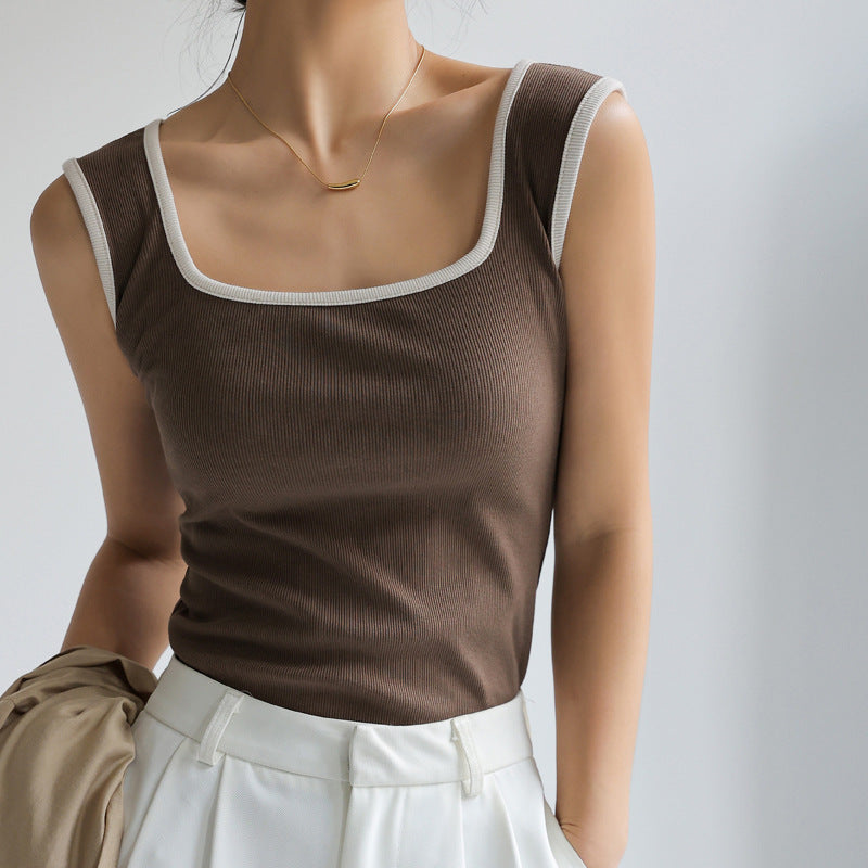 Charcoal Tank Top With Contrast Trim