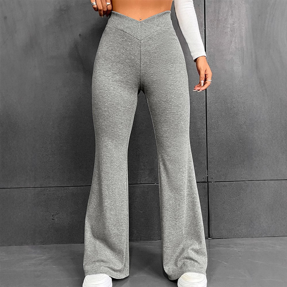 Grey Solid Flared Sweatpants