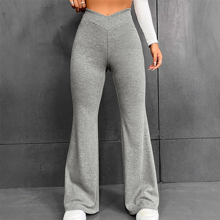 Grey Solid Flared Sweatpants