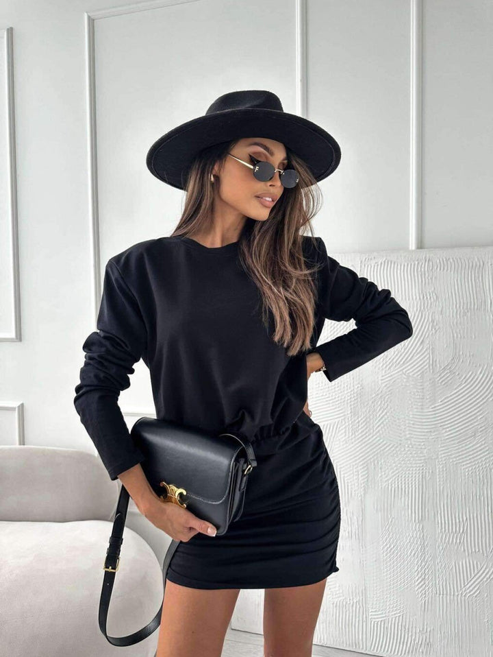 Side Black Ruched Dress