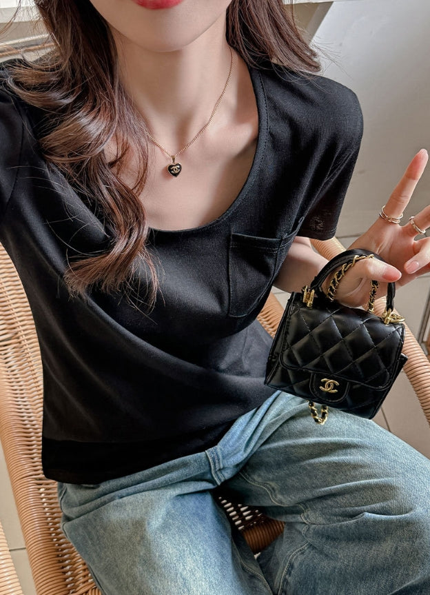 Black Scoop Neck Relaxed Fit T-Shirt