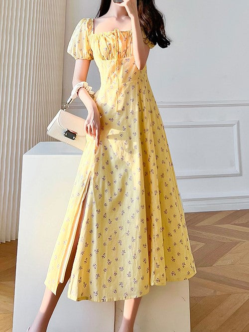 Yellow Aline Midi Dress