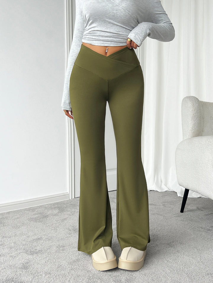 Olive Full Length Flared Leggings