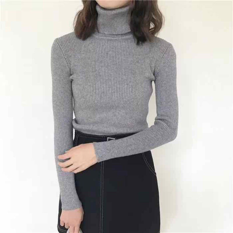 Grey High Turtle Neck Top