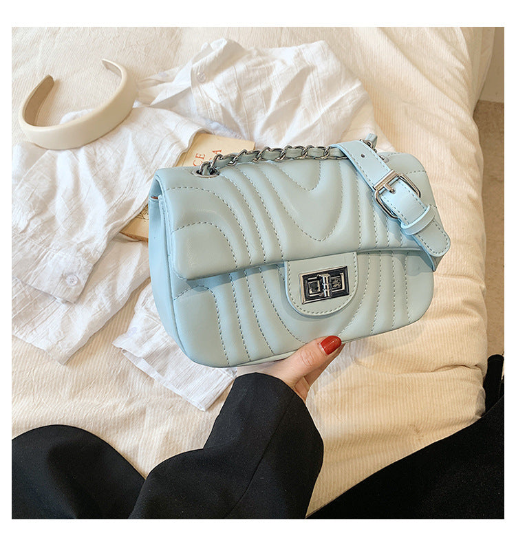Blue Curved Quilted Bag