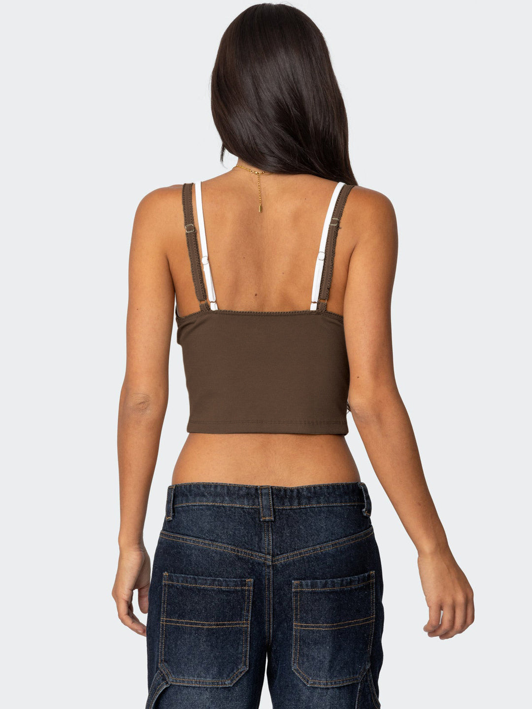 Brown Double Layered Fitted Tank