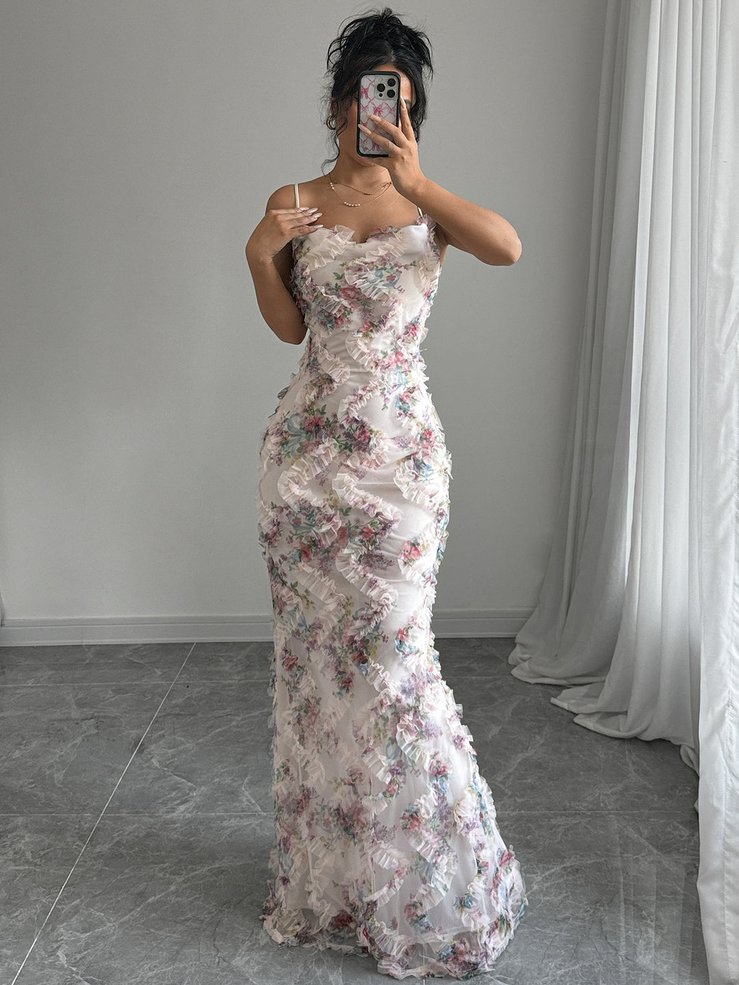 White Shoulder Strap Lace Detail Dress