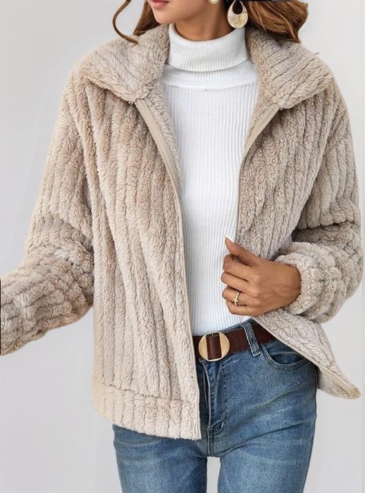 Nude Full Sleeve Textured Collared Jackets