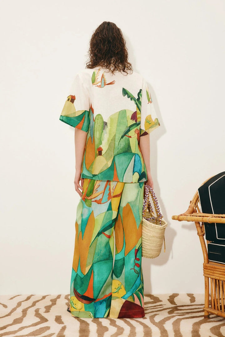 Green Printed Shirt And Pant Set