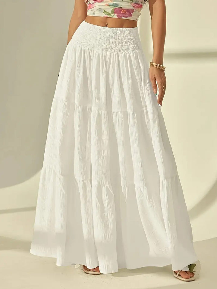 White High Waist Tiered Skirt