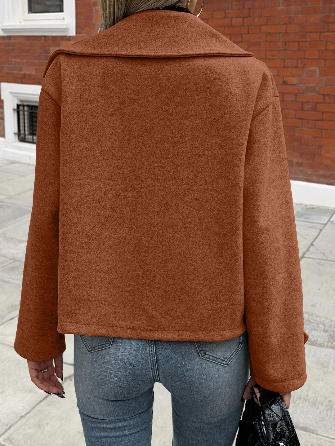 Rust Full Sleeve Stylized Collar Coat