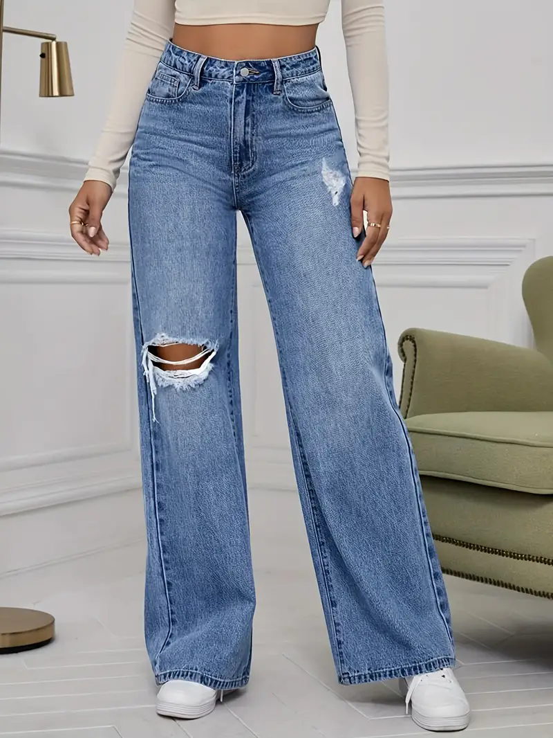 Light Blue High Waist Wide Leg Jeans