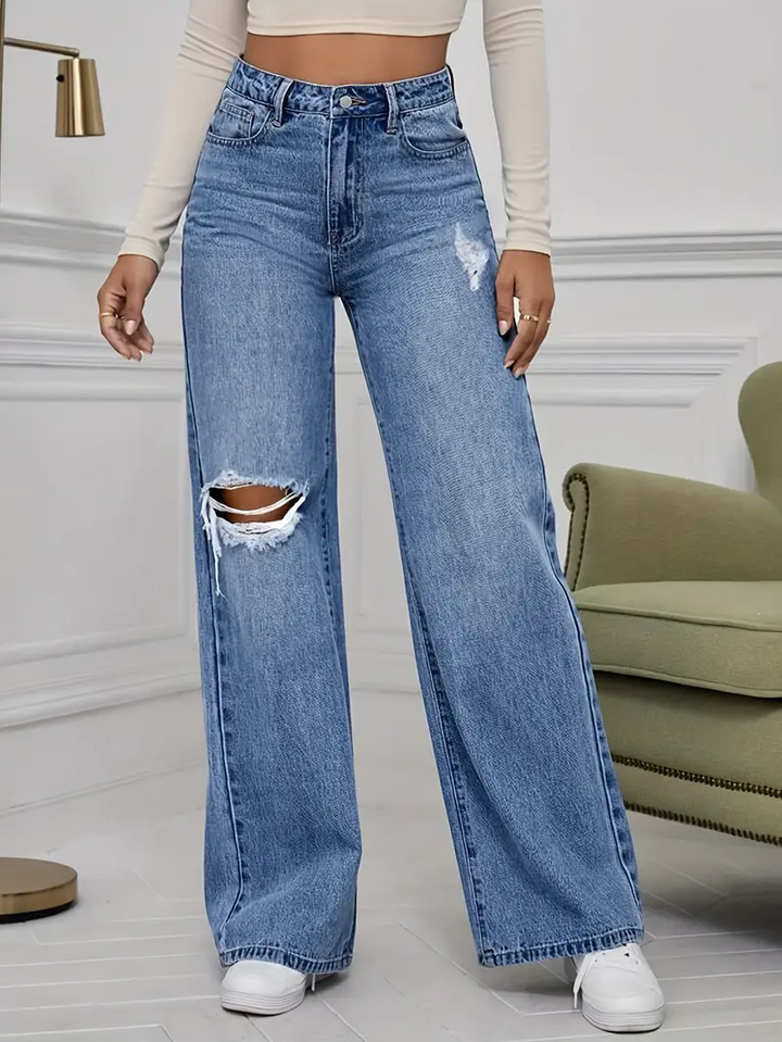 Light Blue High Waist Wide Leg Jeans